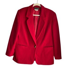 VTG Harvé Benard Med/Large Blazer Red Wool Cashmere Bl Single Button Old Money